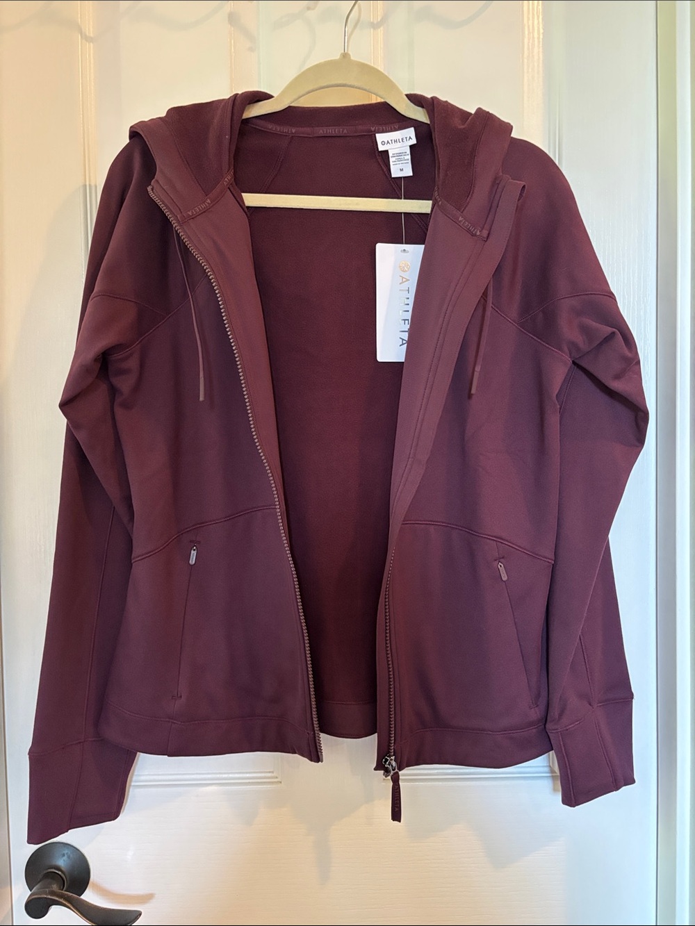 Athleta Women's Burgundy Full-Zip Hooded Fleece Jacket